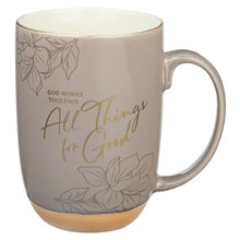 Load image into Gallery viewer, Mug Taupe God Works For Good Romans 8:28
