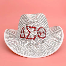 Load image into Gallery viewer, Dst Sorority Silver Red Rhinestone Fedora Hat