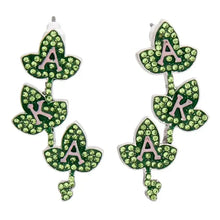 Load image into Gallery viewer, Aka Sorority Green Pink Ivy Studs For Women
