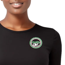 Load image into Gallery viewer, Aka Sorority Pink Green Pearl Pretty Girl Brooch
