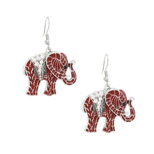 Load image into Gallery viewer, Dst Red Elephant Rhinestone Fish Hook Earrings
