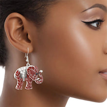 Load image into Gallery viewer, Dst Red Elephant Rhinestone Fish Hook Earrings
