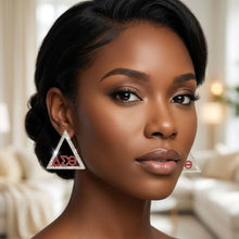Load image into Gallery viewer, Dst Delta Pyramid Greek Rhinestone Stud Earrings
