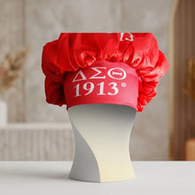 Load image into Gallery viewer, Dst Red Silky Satin &amp; Contrast Band Sleep Bonnet
