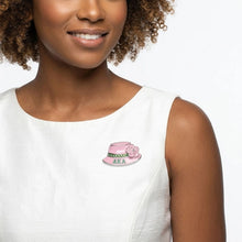 Load image into Gallery viewer, AKA Green Pink Hat Shape Brooch
